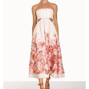 Zimmermann devi scallop midi dress - size 4/6